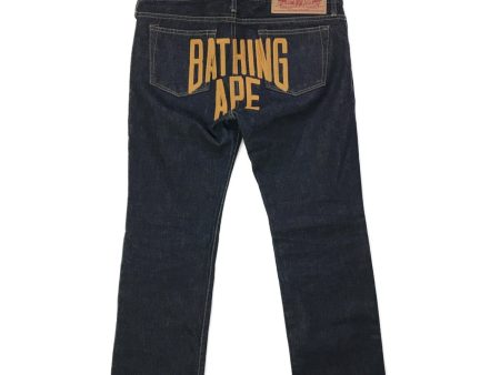 [Pre-owned] A BATHING APE Back Embroidered Denim Pants Supply