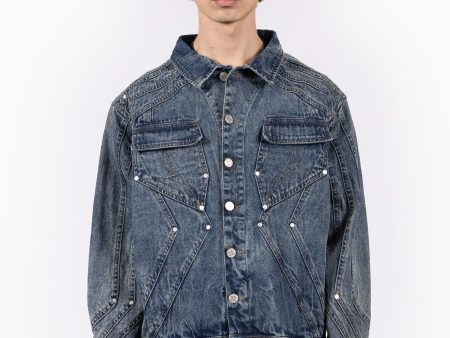 HEAVY CUTLINE BLUE WAVE WASHED DENIM JACKET [PRE ORDER] Discount