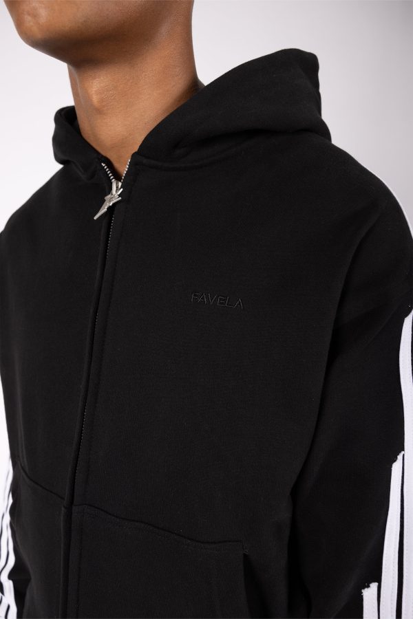 4 STRIPE BLACK FRONTZIP For Discount