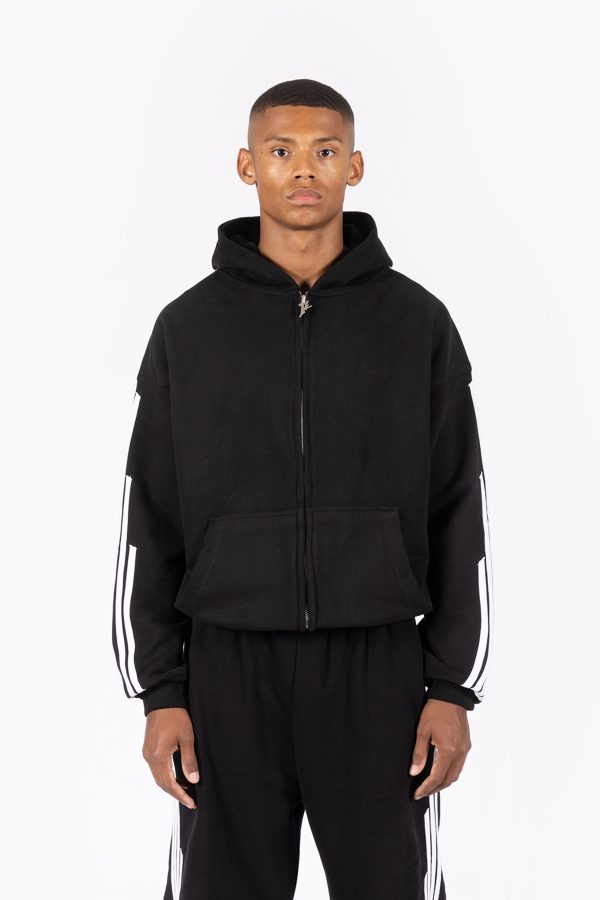 4 STRIPE BLACK FRONTZIP For Discount