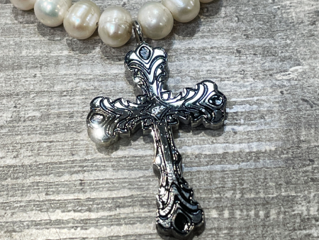 FRESH WATER PEARL CROSS CHAIN Online now