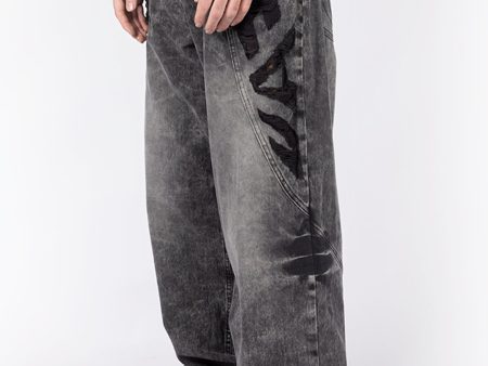 FAV DISTRESSED BLACK VINTAGE WASH DENIM [PRE ORDER] For Sale