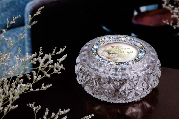 Diamond Cut Silver Round Box on Sale