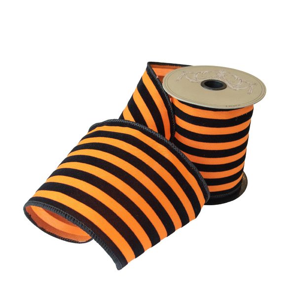 Orange & Black Stripe Ribbon Sale