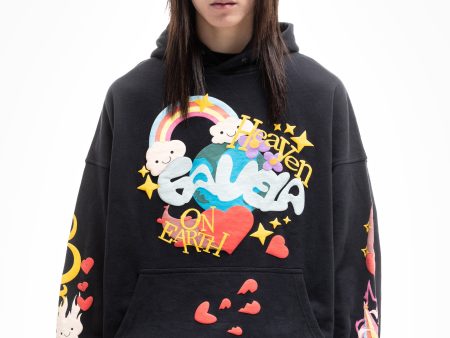 HEAVEN ON EARTH BLACK SNAP BUTTON HOODIE Online