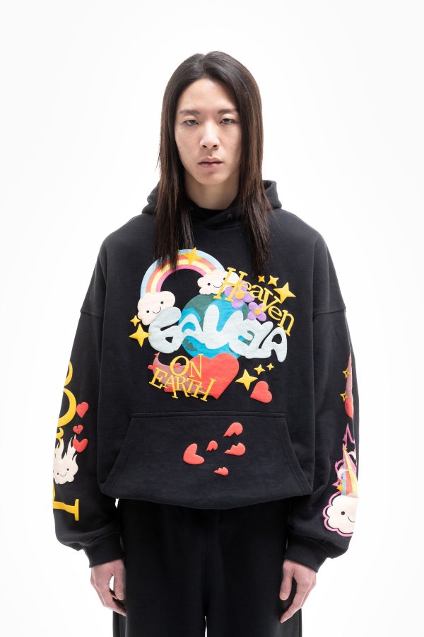 HEAVEN ON EARTH BLACK SNAP BUTTON HOODIE Online