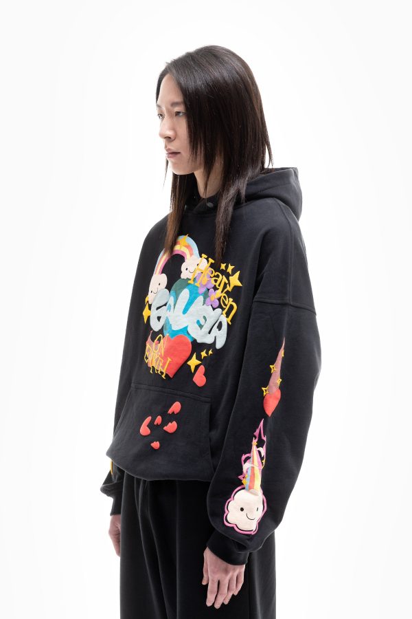 HEAVEN ON EARTH BLACK SNAP BUTTON HOODIE Online