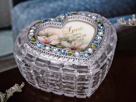 Diamond Cut Silver Heart  Box on Sale