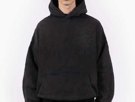 ITALIC EMBROIDERY BLACK SUN DRIED HOODIE [PRE ORDER] For Cheap